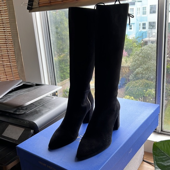 Stuart Weitzman Hettie Black Suede Boots NWT - Picture 2 of 14